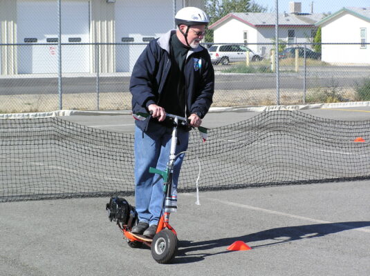 Scooter rodeo: first rider up