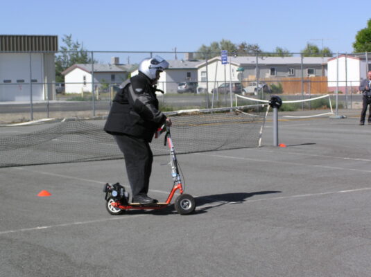 Scooter rodeo in the schoolyard