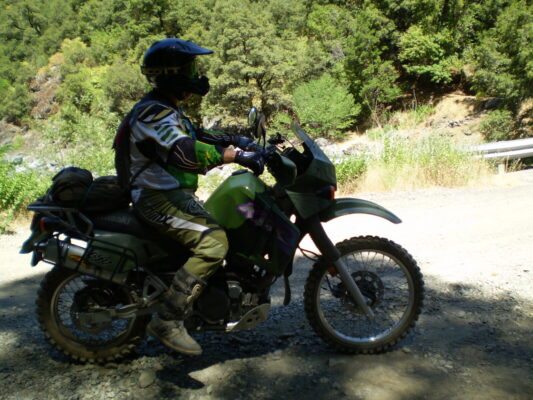 Rider on the green dual sport