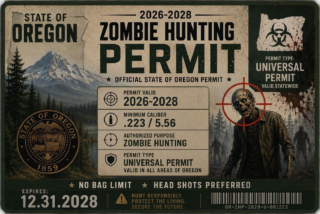 Zombie Hunting Permit: State of Oregon — variant 3