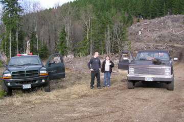 Trucks on the logging road