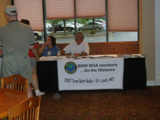 BMW MOA table at the 2007 Iron Butt Rally BMW MOA table at the 2007 Iron Butt Rally