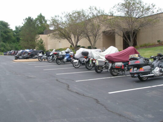 Rally bikes in the lot