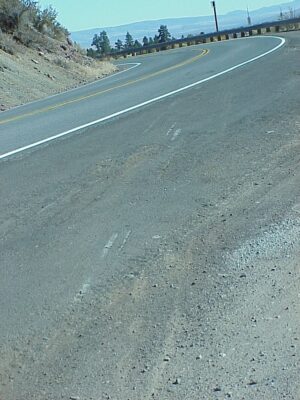 More slide and pavement gouges