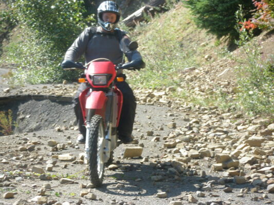 Rider through the rubble