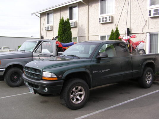 Truck loaded outside the motel