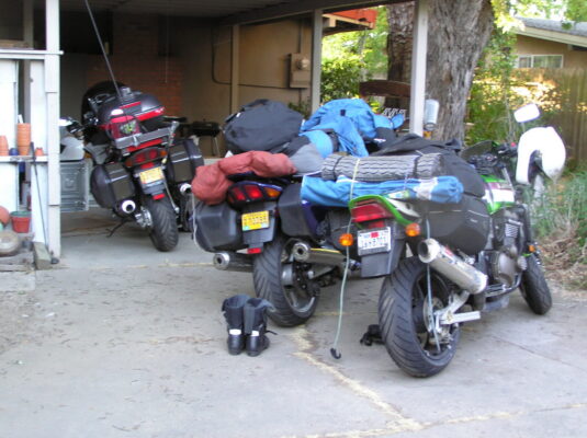 Bikes packed under the carport