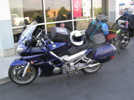 Blue FJR packed and ready