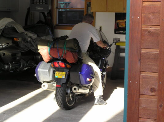 Checking the bike in the garage