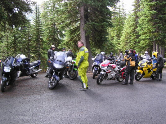 Bikes in the forest lot