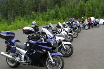 FJRs lined up at the stop